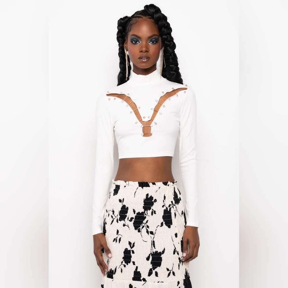 BNWT Safety Pin Top XS-M - White